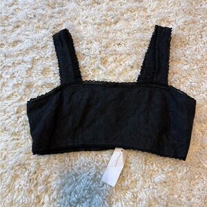 American Eagle Black Lace Cropped Tank Top